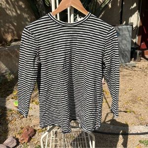 Free people cotton mock neck open back 3/4 sleeve top